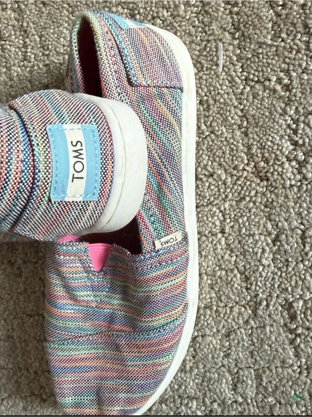 Toms Kids Slip-On Sneakers in Pink Multi Stripe